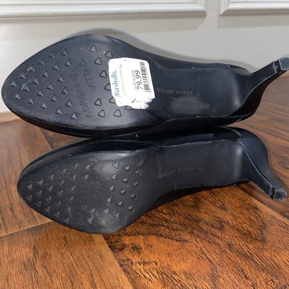 ADRIENNE VITTADINI Black Leather 9.5 Knee High Boots 3.5” Stiletto Full Zipper - Picture 6 of 13